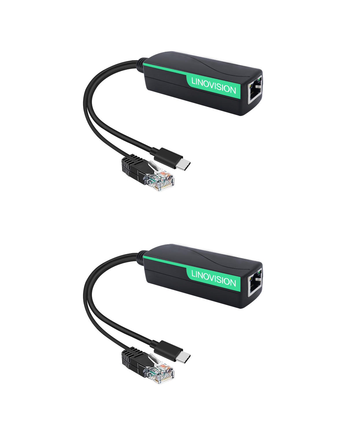 موزع POE إلى طاقة USB-C وبيانات إيثرنت (عبوة من قطعتين)